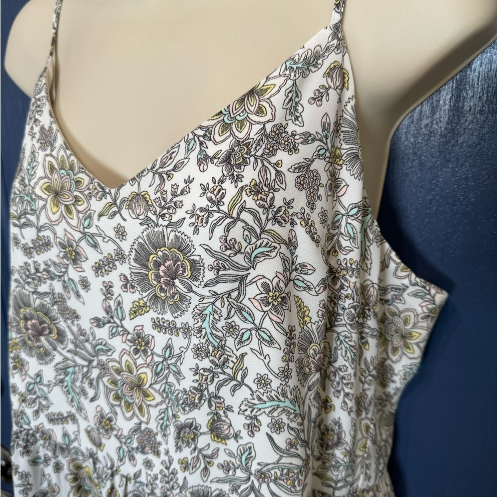 LOFT Snowy White Border Print Floral Maxi Dress Sundress Worn Once! Size 12 - Picture 3 of 8